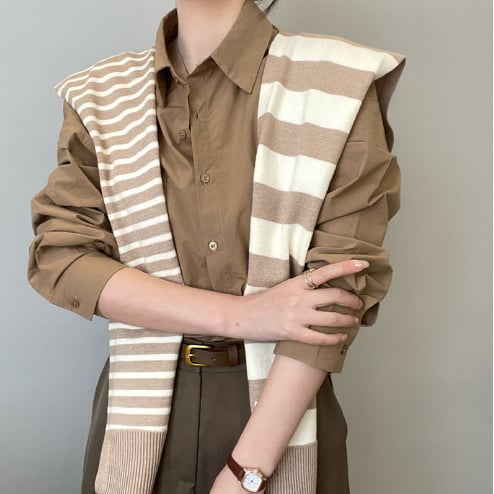 Striped shawl outerwear
