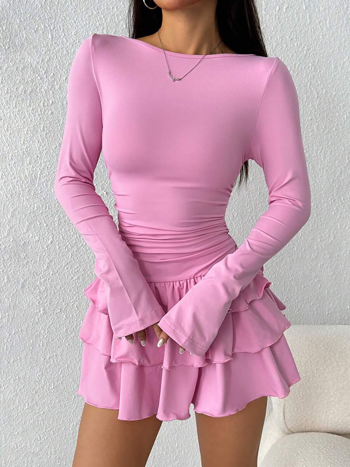 Womens Slimming Long Sleeve Dress