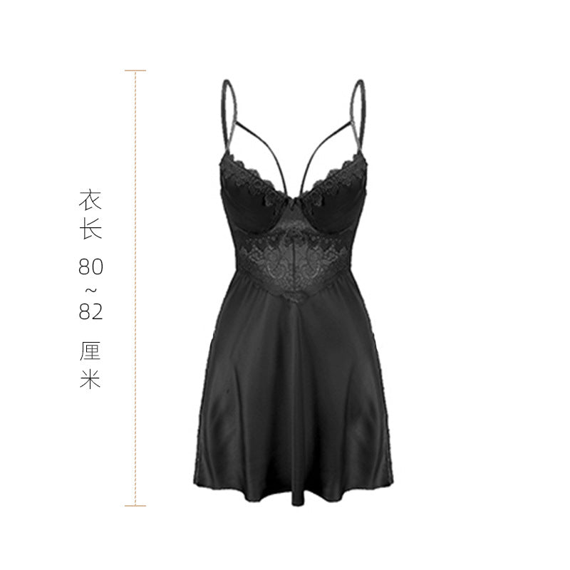 Womens French Style Ice Silk Nightdress