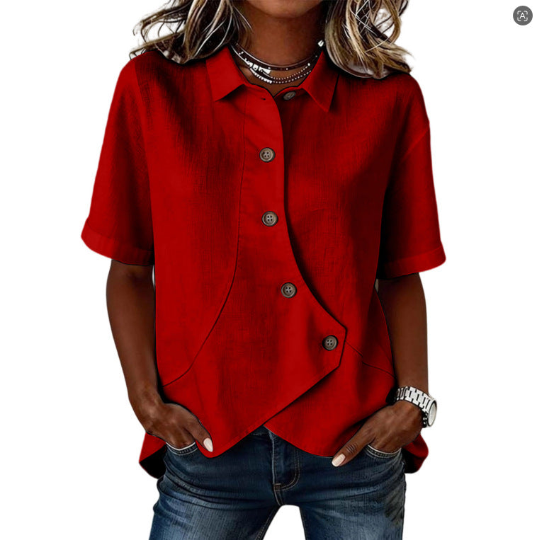 Women's Casual Cotton-Linen Shirt