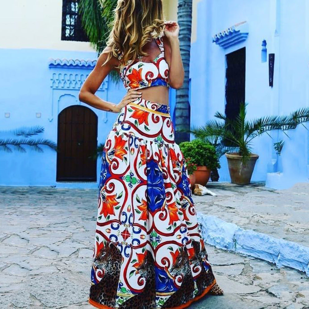 Spaghetti Strap Printed Dress