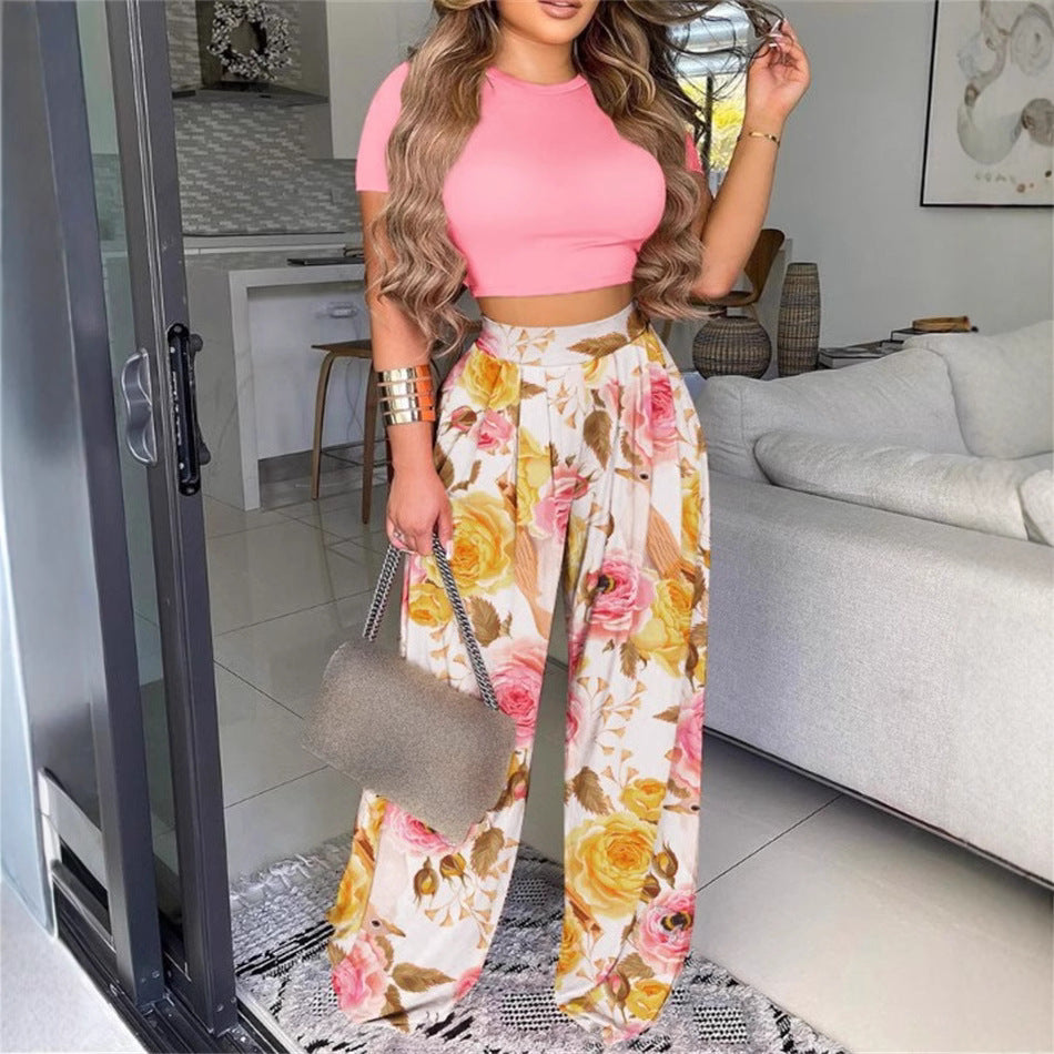 Printed Women's Two-Piece Vest and Pants Set