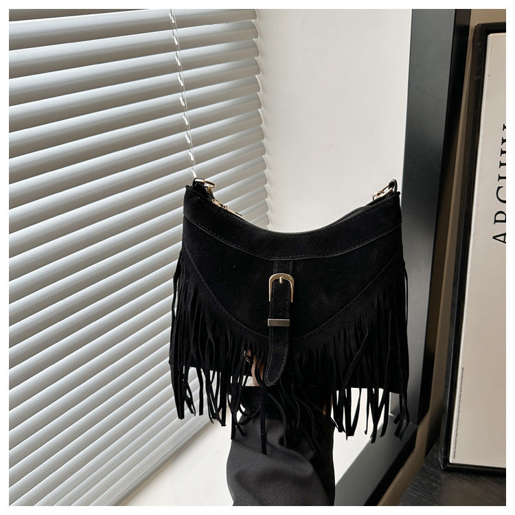 Retro PU Tassel Shoulder Handbag Tote Bag