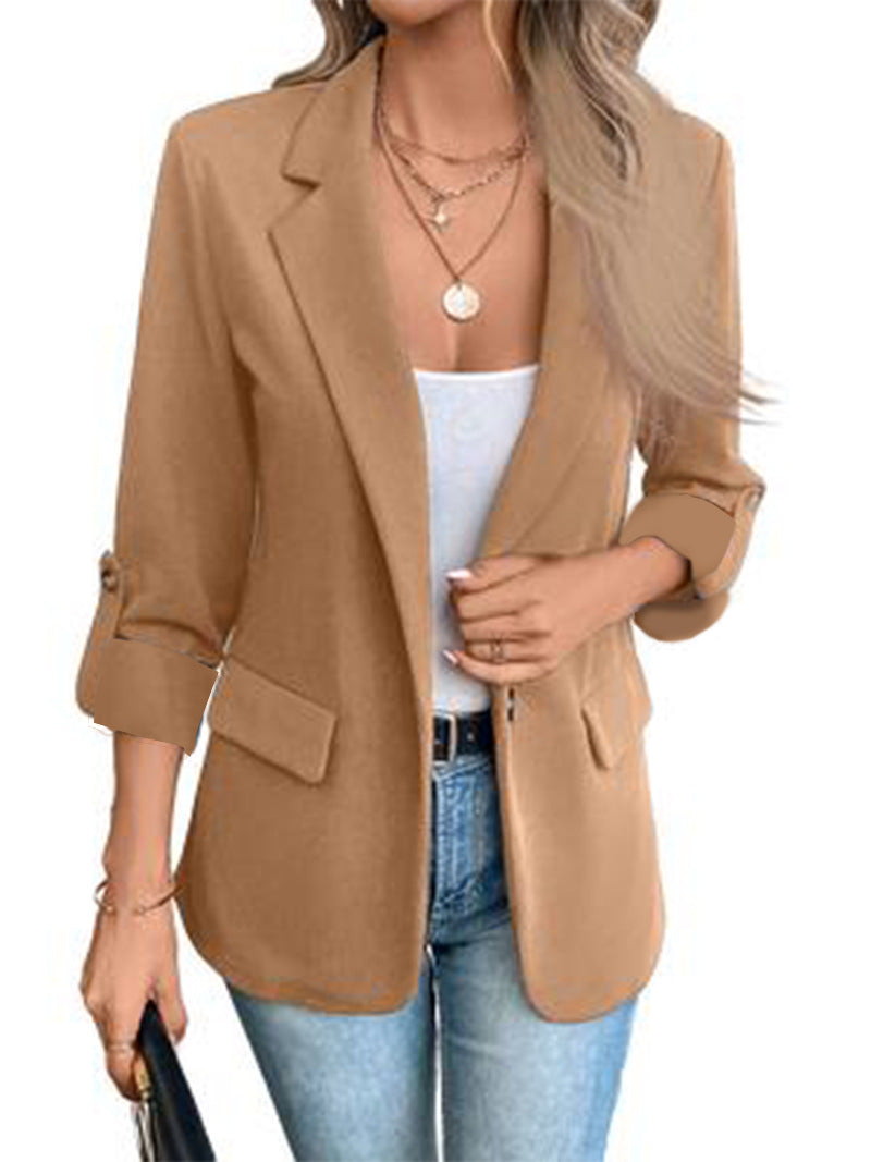 Women's Solid Color Long Sleeve Suit Jacket